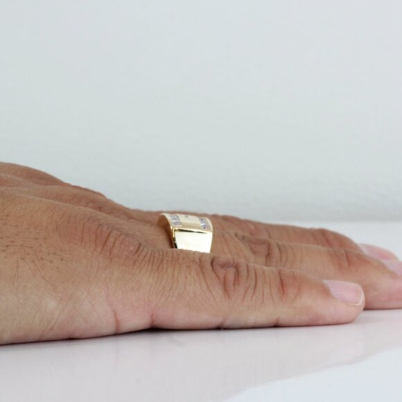 14k Yellow Gold Men's Cubic Zirconia CZ Star Ring - Image 6