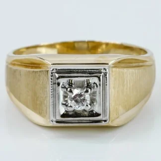 Vintage 10K Two-Tone Gold Solitaire Diamond Men's Ring