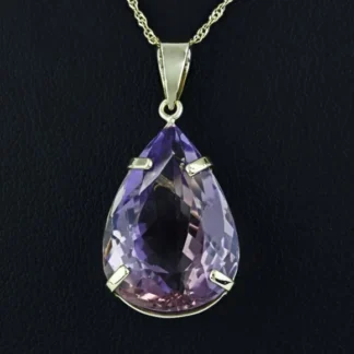 14k Yellow Gold Teardrop Amethyst Statement / Anniversary / Birthstone Pendan