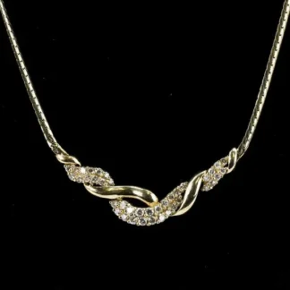 14k Yellow Gold 1.50CTW Diamond Twist Necklace