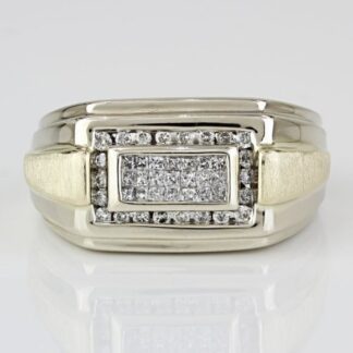 Vintage 14k Two-Tone Yellow & White Gold Princess and Round Diamond Ring