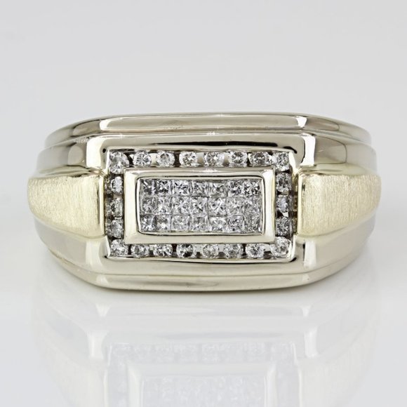 Vintage 14k Two-Tone Yellow & White Gold Princess and Round Diamond Ring