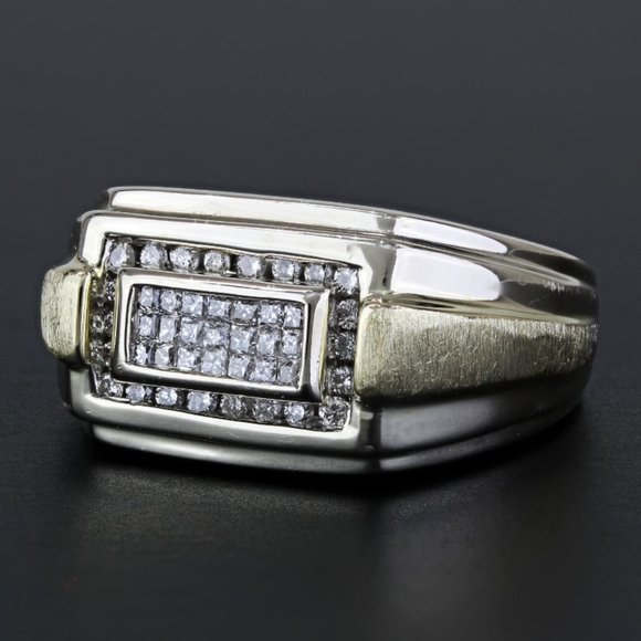 Vintage 14k Two-Tone Yellow & White Gold Princess and Round Diamond Ring - Image 7