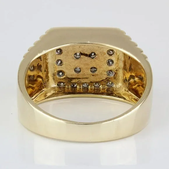14k Yellow Gold Half Carat Vintage Diamond Men's Ring - Image 4