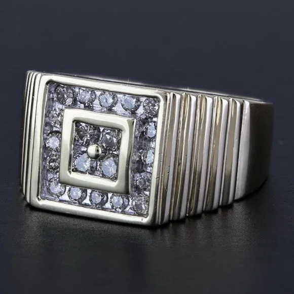 14k Yellow Gold Half Carat Vintage Diamond Men's Ring - Image 6