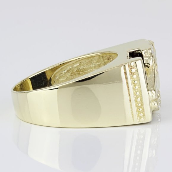 Vintage 14K Two-Tone Gold Onyx, Ruby, & CZ Horse Head Ring - Image 3