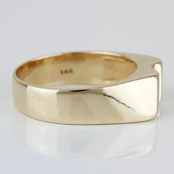 Vintage 14K Gold Diamond Solitaire Wedding / Anniversary Band Ring - Image 4