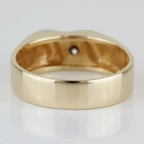 Vintage 14K Gold Diamond Solitaire Wedding / Anniversary Band Ring - Image 5