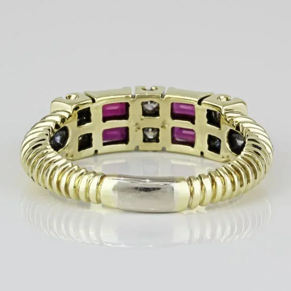 14K Yellow Gold Diamond & Ruby Anniversary Band / Bridal Marriage Wedding Ring - Image 4