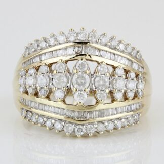 10K Yellow Gold Diamond Cocktail / Anniversary Band Ring