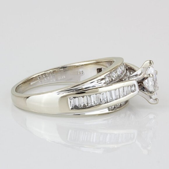 14k White Gold Marquise-Cut Diamond Accented Anniversary Engagement Ring - Image 3