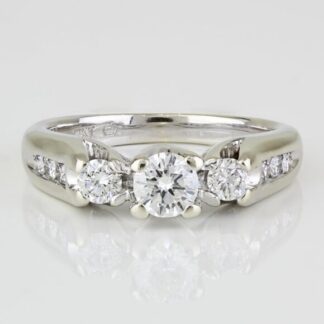 14K White Gold Diamond 3-Stone Bridal Wedding Ring