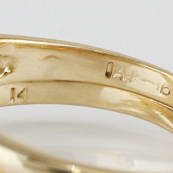 14k Yellow Gold Solitaire Diamond Heart Bridal Wedding Band Engagement Ring Set - Image 6