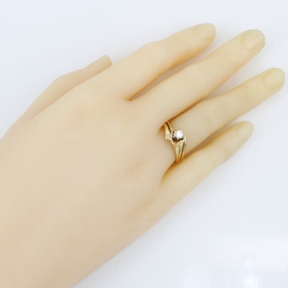 14k Yellow Gold Solitaire Diamond Heart Bridal Wedding Band Engagement Ring Set - Image 9