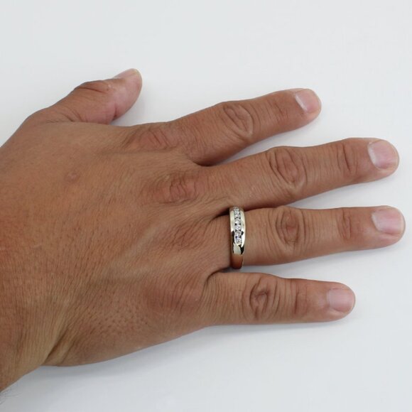 14K White Gold Diamond Anniversary / Wedding Band Ring - Image 7