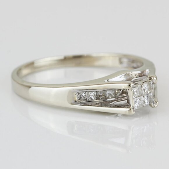 14k White Gold Princess Diamond Engagement / Anniversary / Cocktail Ring - Image 3