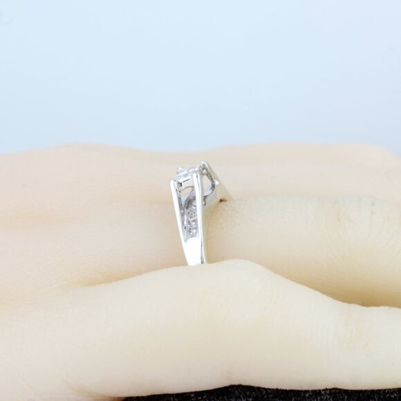 14k White Gold Princess Diamond Engagement / Anniversary / Cocktail Ring - Image 8
