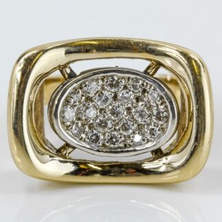 Vintage Unique 14k Gold Curved Top Pavé Diamond Anniversary / Cocktail Ring