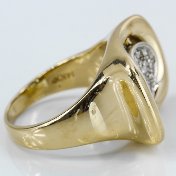 Vintage Unique 14k Gold Curved Top Pavé Diamond Anniversary / Cocktail Ring - Image 3