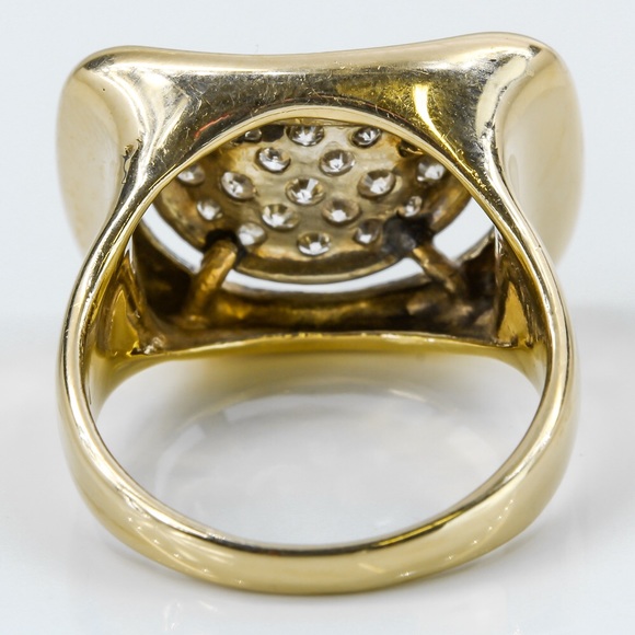 Vintage Unique 14k Gold Curved Top Pavé Diamond Anniversary / Cocktail Ring - Image 4