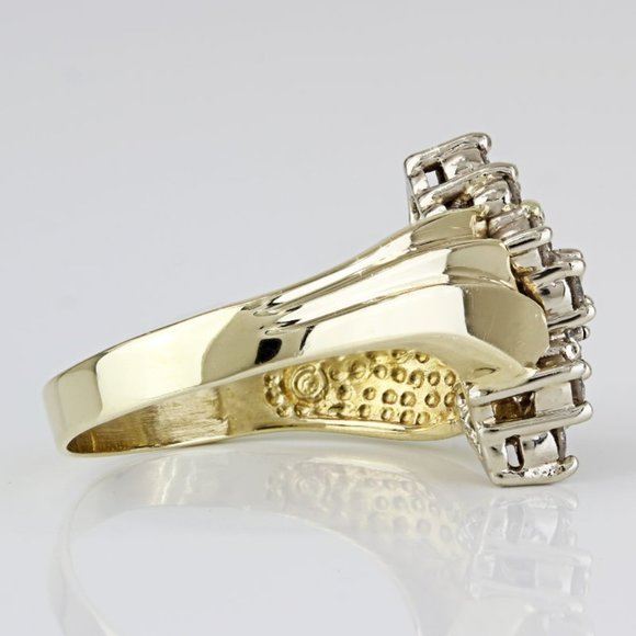 14k Yellow Gold 1-Carat Diamond Cluster Waterfall Cocktail Ring - Image 3
