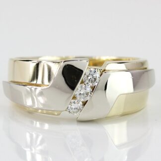 14K Two-Tone Gold 3 Diamond Groom’s Wedding Band