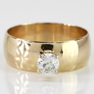 Vintage 10k Yellow Gold Solitaire Mine Cut Diamond Engagement Band Wedding Ring