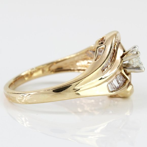 14k Yellow Gold Baguette & Round Diamonds Anniversary / Cocktail Ring - Image 3