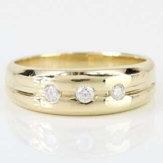 14k Yellow Gold Men's Diamond Wedding Band Ring