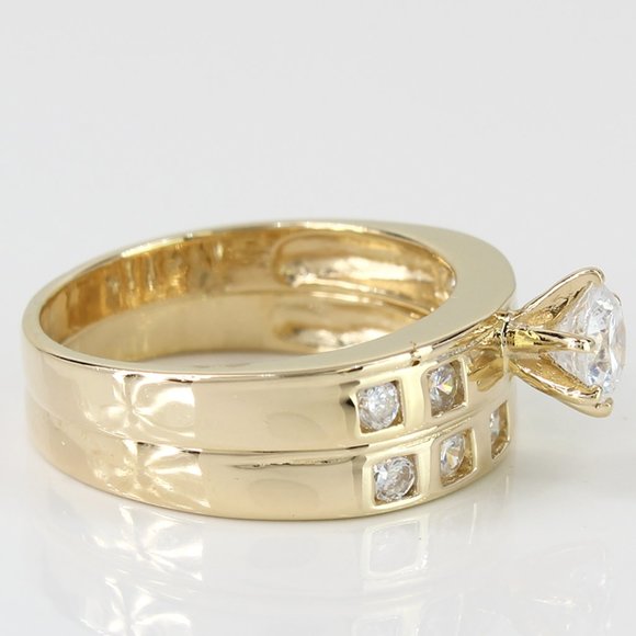 14k Gold Cubic Zirconia Wedding Ring Set - Image 3
