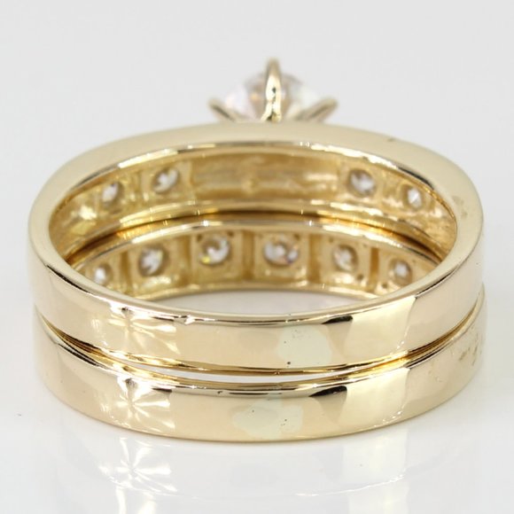 14k Gold Cubic Zirconia Wedding Ring Set - Image 4