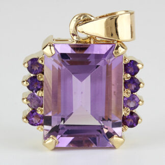 Vintage 12K Yellow Gold Amethyst Anniversary February Birthstone Pendant Charm