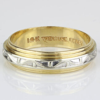 Vintage 14K Two-Tone Yellow & White Gold Wedding Ring Band by Treasure Chest