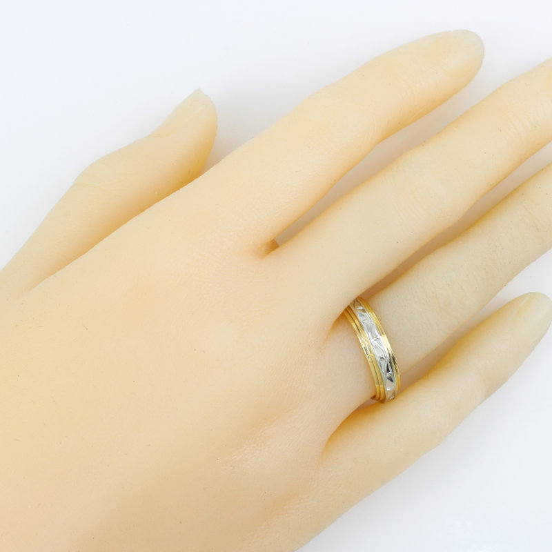 Vintage 14K Two-Tone Yellow & White Gold Wedding Ring Band by Treasure Chest - Image 4