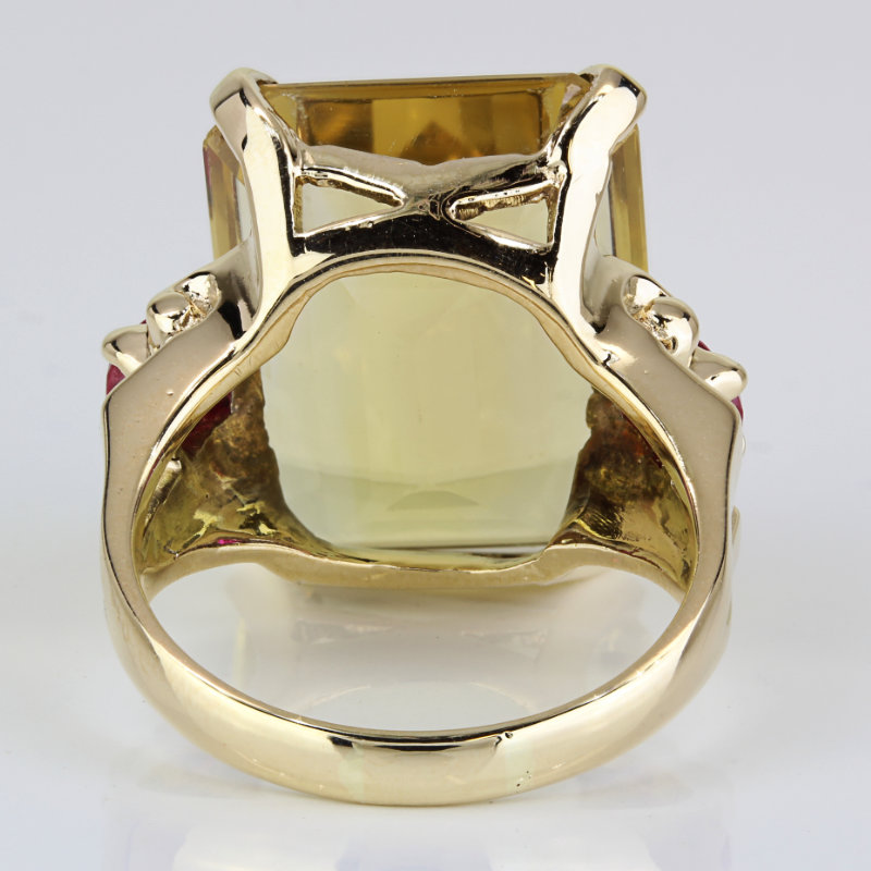 Vintage 14k Yellow Gold Citrine and Ruby Anniversary / Cocktail / Statement Ring - Image 4