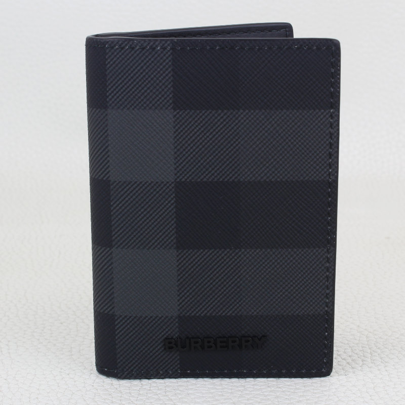 Burberry Check Folding Card Case Charcoal