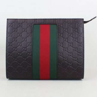 Gucci GG Supreme Web Pouch Brown
