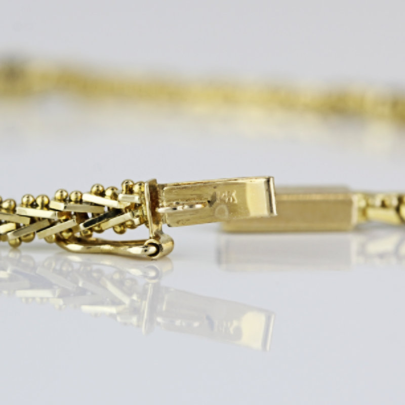 Vintage 14k Yellow Gold Wheat-link Tanzanite Bracelet - Image 3