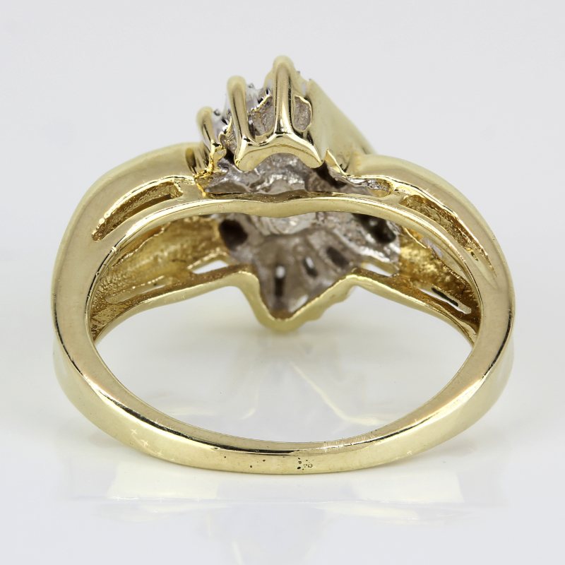 10k Yellow Gold Marquise + Baguette Diamond Cocktail Ring - Image 4