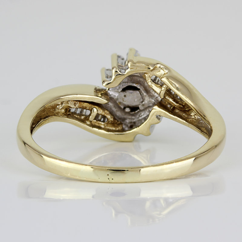 10k Yellow Gold Baguette Diamond Engagement / Cocktail Ring - Image 4