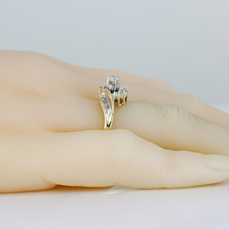 10k Yellow Gold Baguette Diamond Engagement / Cocktail Ring - Image 7