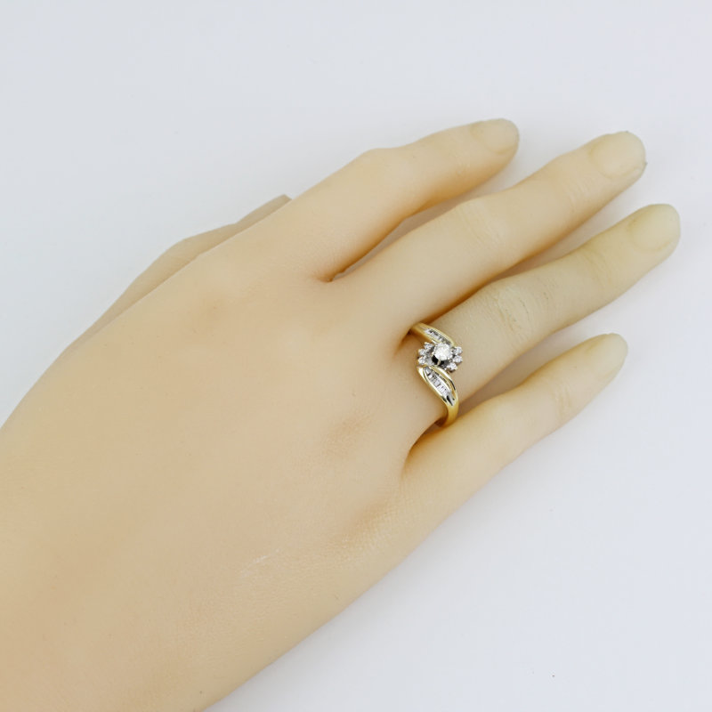 10k Yellow Gold Baguette Diamond Engagement / Cocktail Ring - Image 8