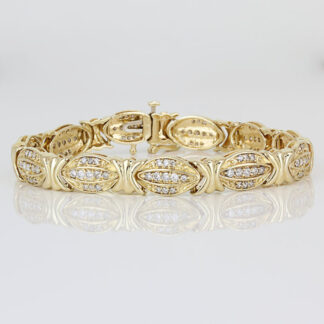 14K Yellow Gold 2 Carat Diamond X&O Tennis Bracelet