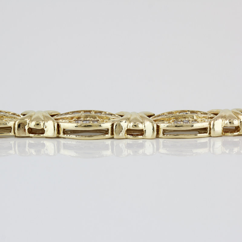 14K Yellow Gold 2 Carat Diamond X&O Tennis Bracelet - Image 4