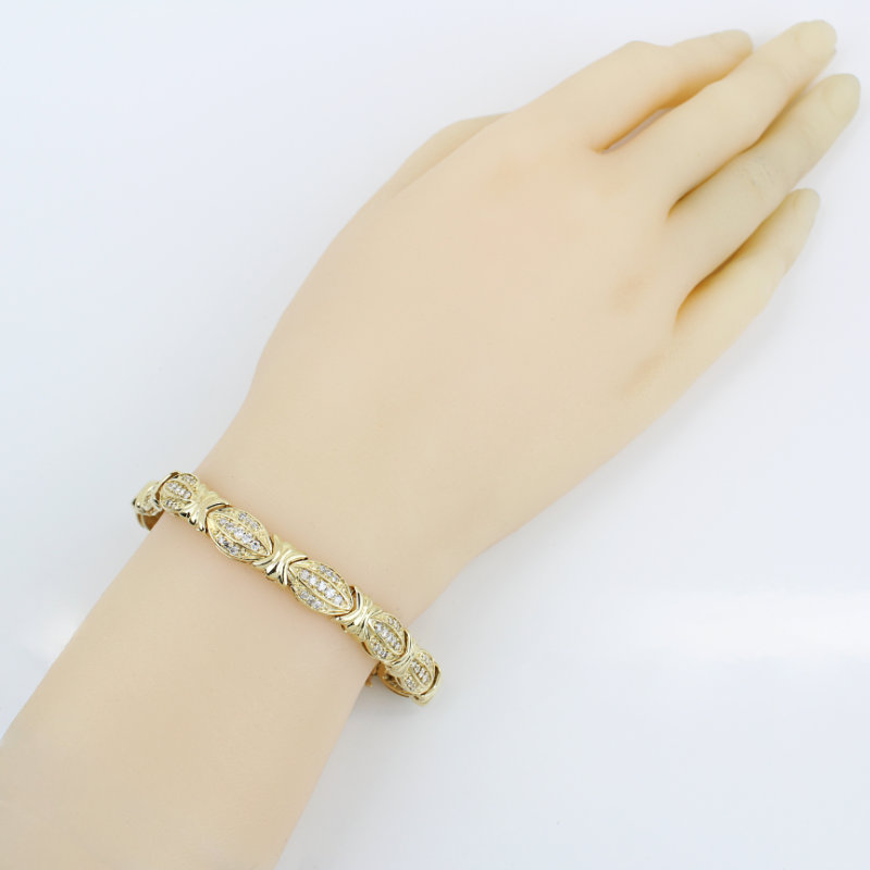 14K Yellow Gold 2 Carat Diamond X&O Tennis Bracelet - Image 7