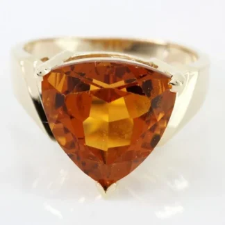 Vintage 10K Yellow Gold Solitaire Triangular Citrine Art Deco Anniversary Ring