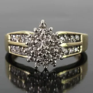 Vintage 10K Yellow Gold and Diamond Cluster Cocktail / Anniversary Ring