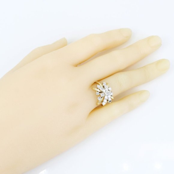 Vintage 14k Yellow Gold Diamond Cocktail / Anniversary Ring - Image 8