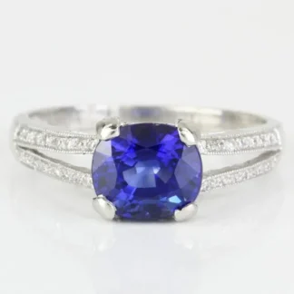 Platinum Ceylon Sapphire & Diamond Engagement / Anniversary Ring by S. Speyer