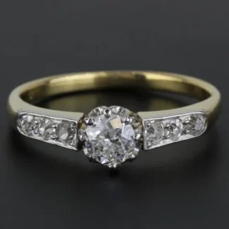 18k Yellow Gold Euro-cut Diamond Engagement Ring